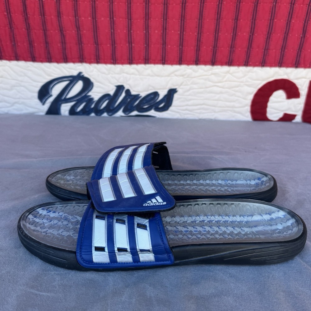 Size 13 - ULTRA RARE 2011‎ ADIDAS GEL CUSHIONED BLUE SLIDES MEN'S 807075
